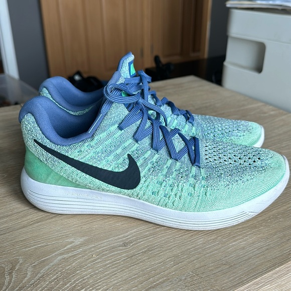 Nike Lunarepic Low Flyknit 2 Women's Size 8.5 Running TF bluemoon/vaporgreen - Picture 1 of 7